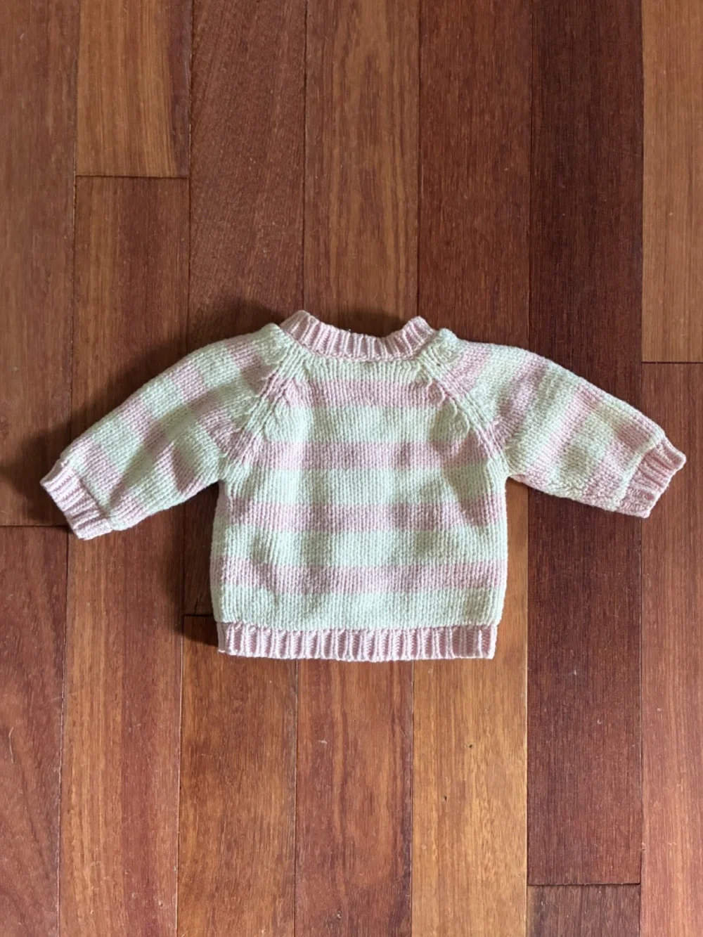 Baby Gap 0-3 Months Pink Ivory Striped Sweater Cardigan